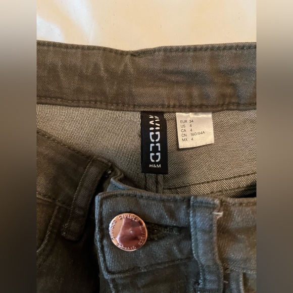 ! 2 for 25 ! H&M ARMY GREEN SKINNY JEANS US4 - Picture 6 of 8
